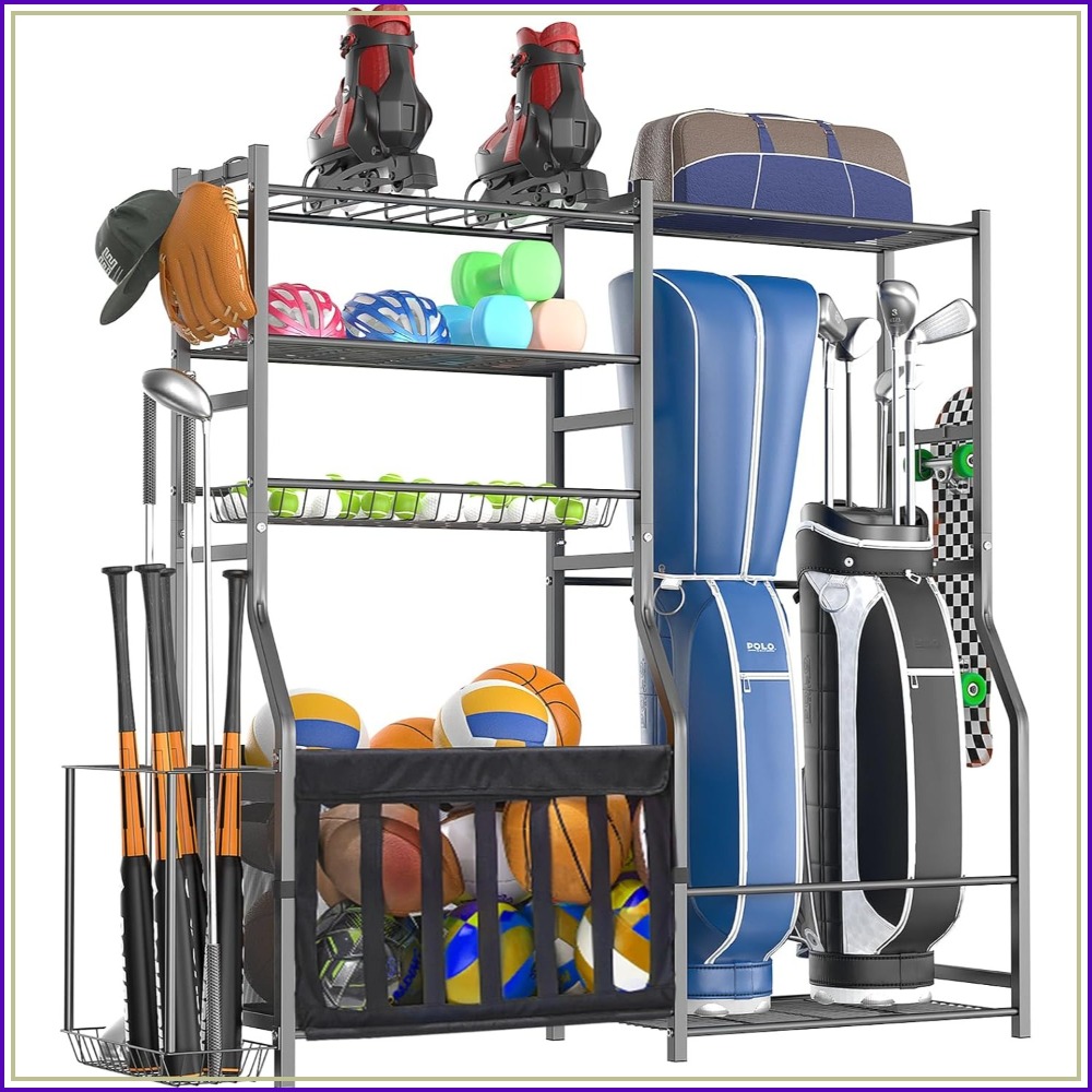 Golf Equipment Organizer For Garage - Heavy Duty Garage Sports Equipment Organizer,
