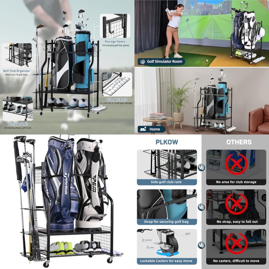 Golf Equipment Organizer For Garage - Golf Bag Storage Garage Organizer, Extra