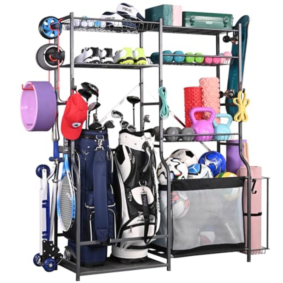 Golf Equipment Organizer For Garage - Extra Large Golf Storage Ball Rack