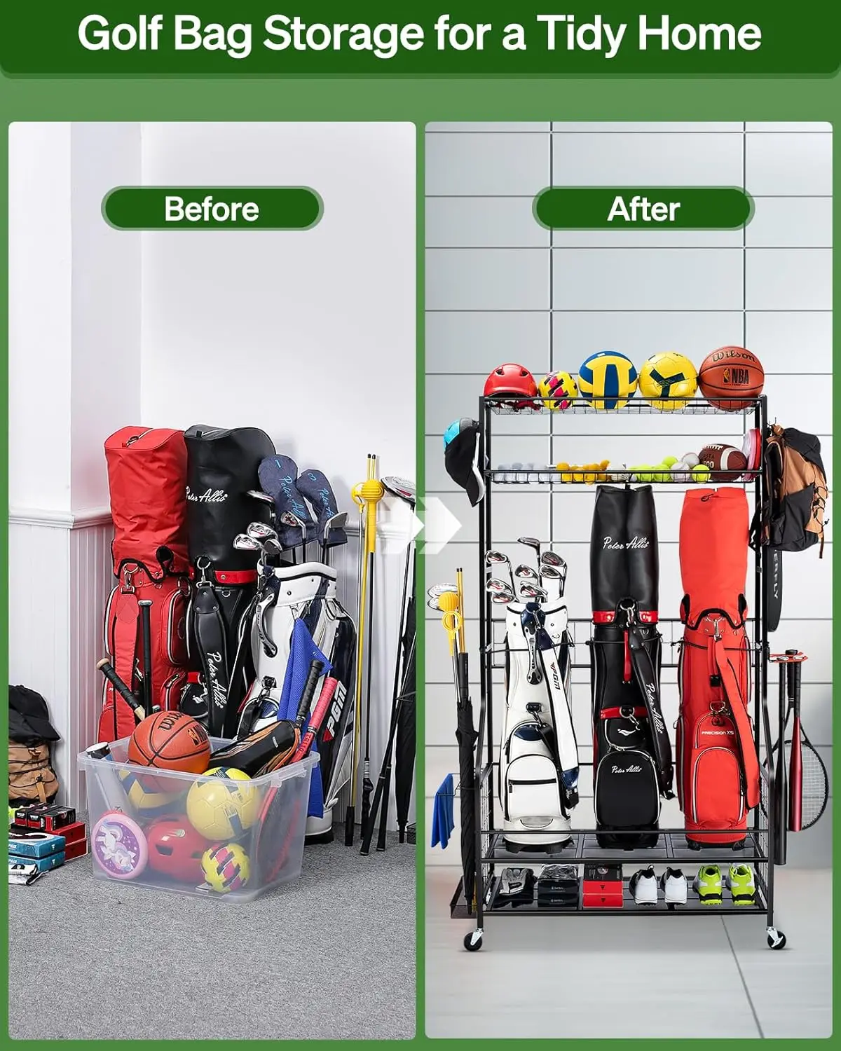Activity priceGolf Bag Storage - Golf Equipment Organizer For Garage 리뷰 및 가격
