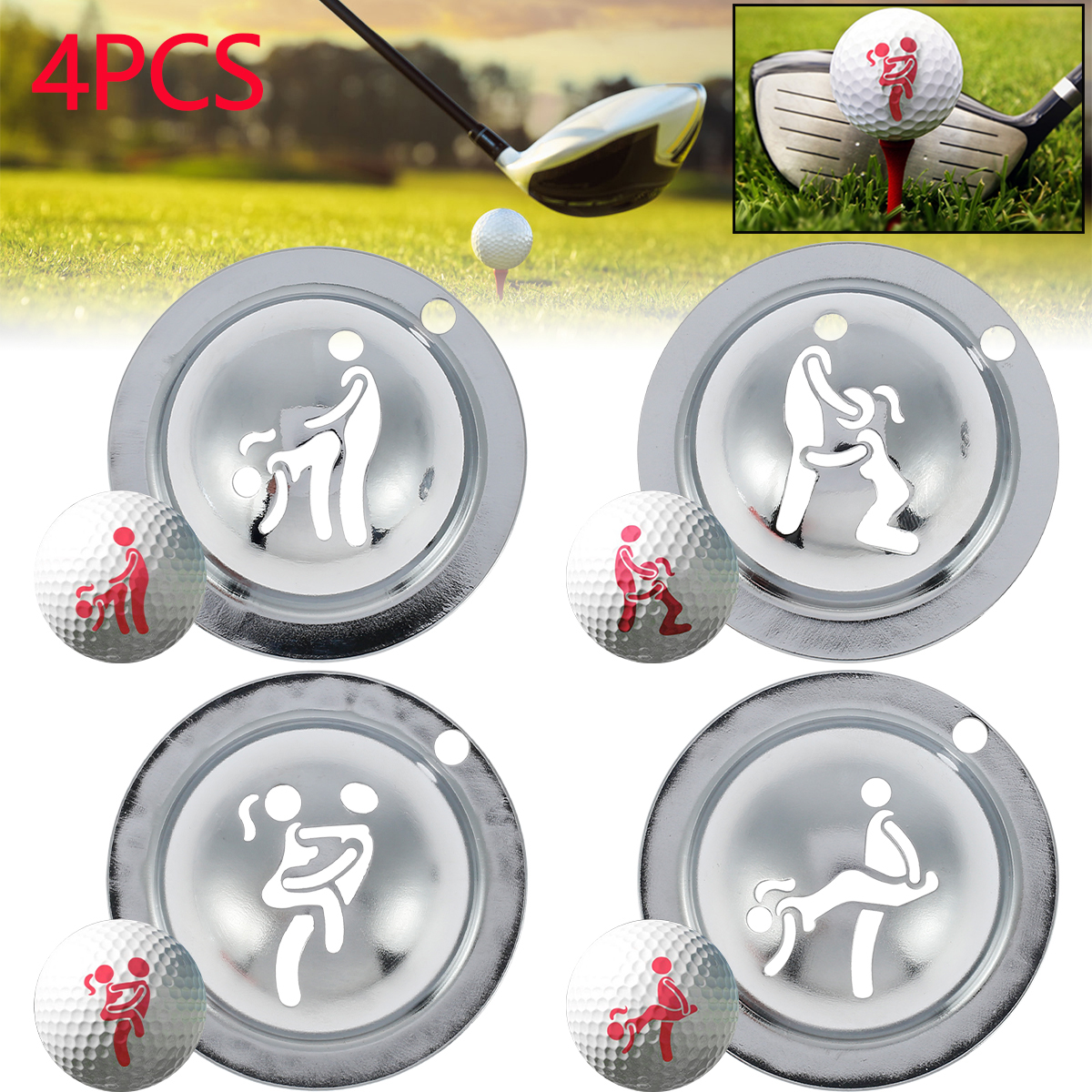 4Pcs Creative Funny Golf Ball  - Ball Marker Set 리뷰 및 가격