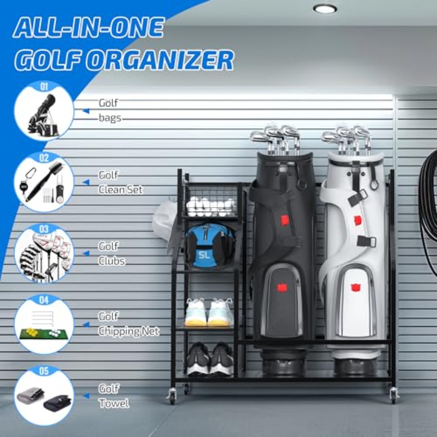 Golf Bag Storage Garage Organi - Golf Equipment Organizer For Garage 리뷰 및 가격
