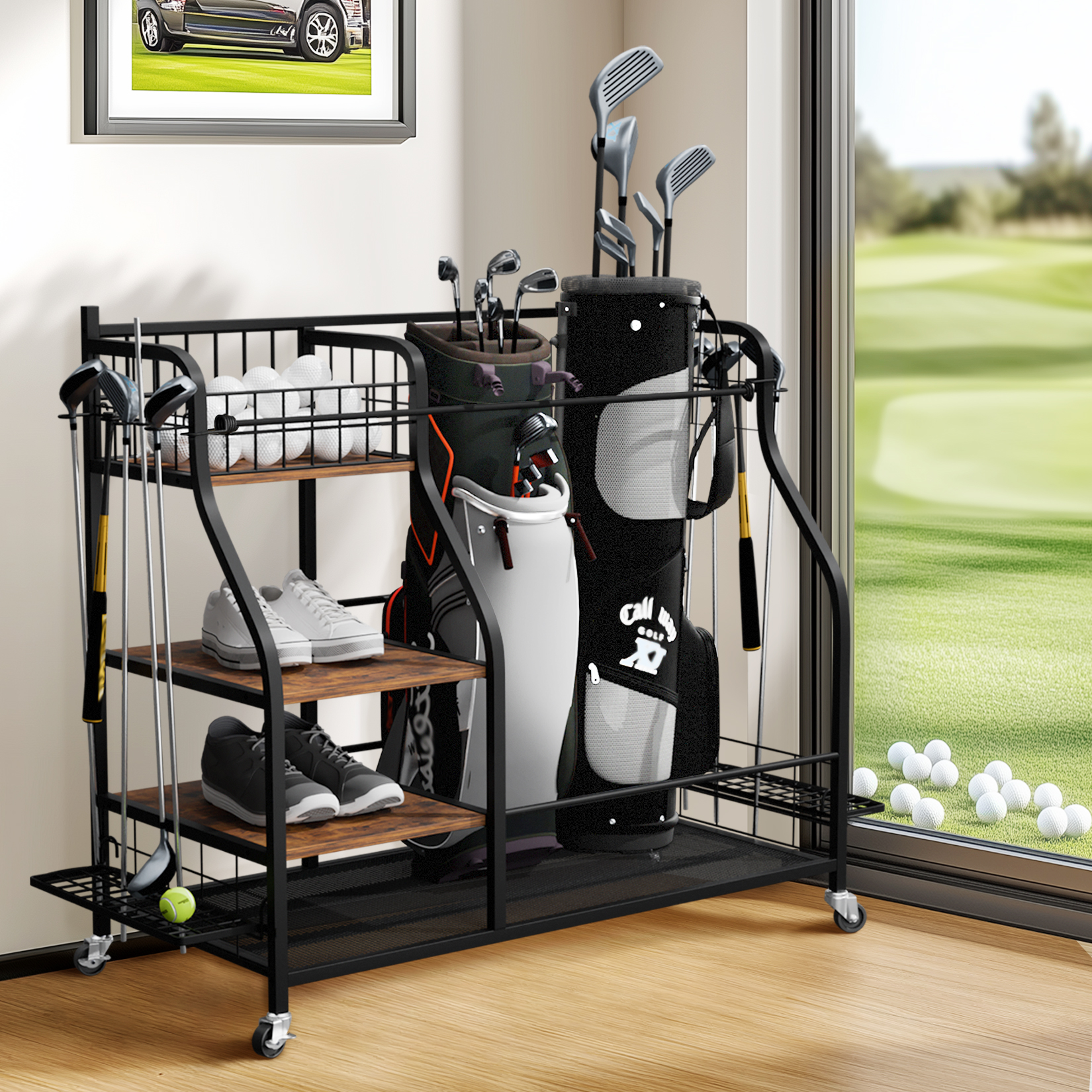 Rolling Golf Storage Rack Gara - Golf Equipment Organizer For Garage 리뷰 및 가격