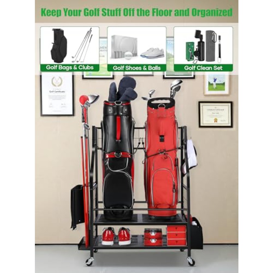 Golf Bag Storage Garage Organi - Golf Equipment Organizer For Garage 리뷰 및 가격